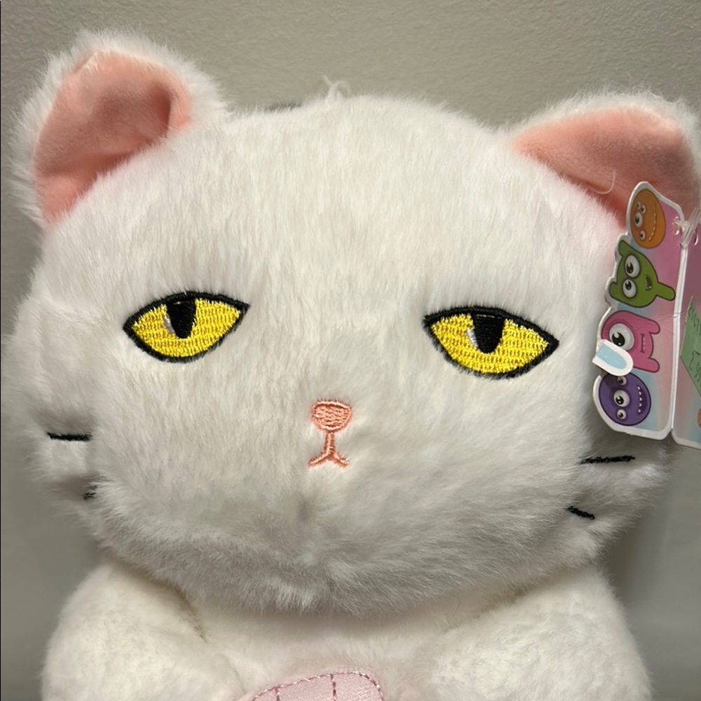Plush Cat Toy with Yellow Eyes 8” - car accessory